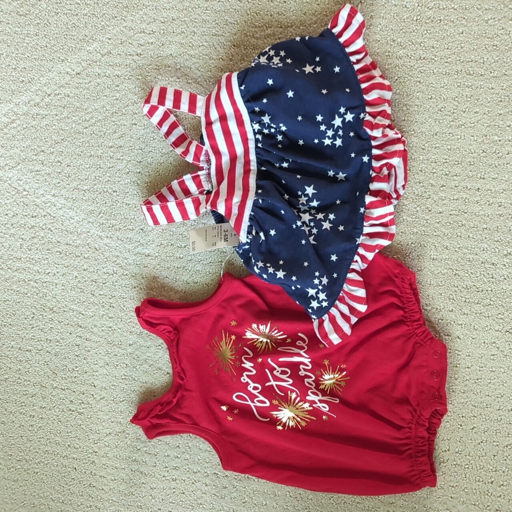 Cat & Jack Red and Navy Girls Matching Summer Set